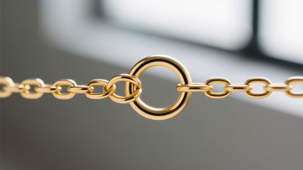 Close-up of a tiny 5mm spring ring clasp on a light gold chain, showing the thin wire weld where it meets the small jump ring.