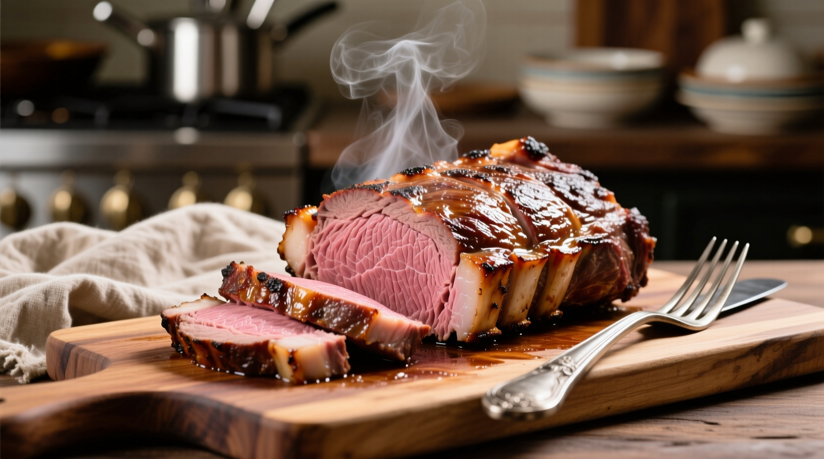 Boneless prime rib roast on cutting board