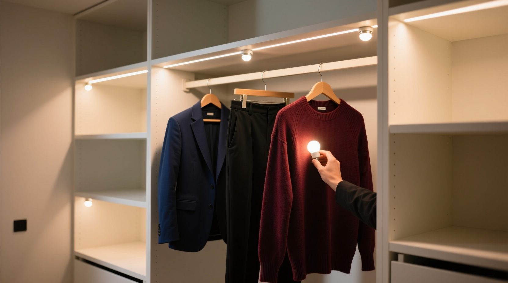closet lighting hacks find your black turtleneck instantly
