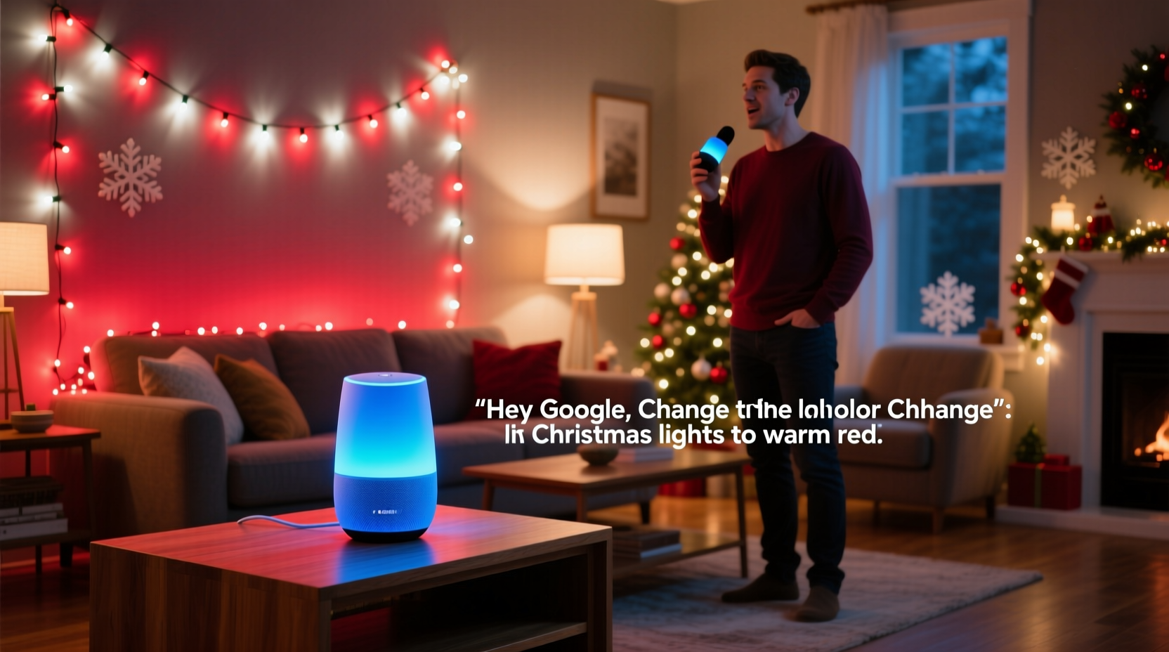 how to use google home to change christmas light colors by voice