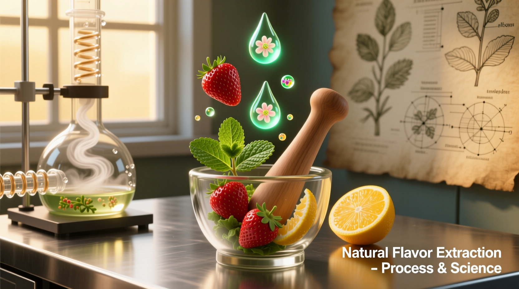 Natural flavor extraction process from fruits and herbs