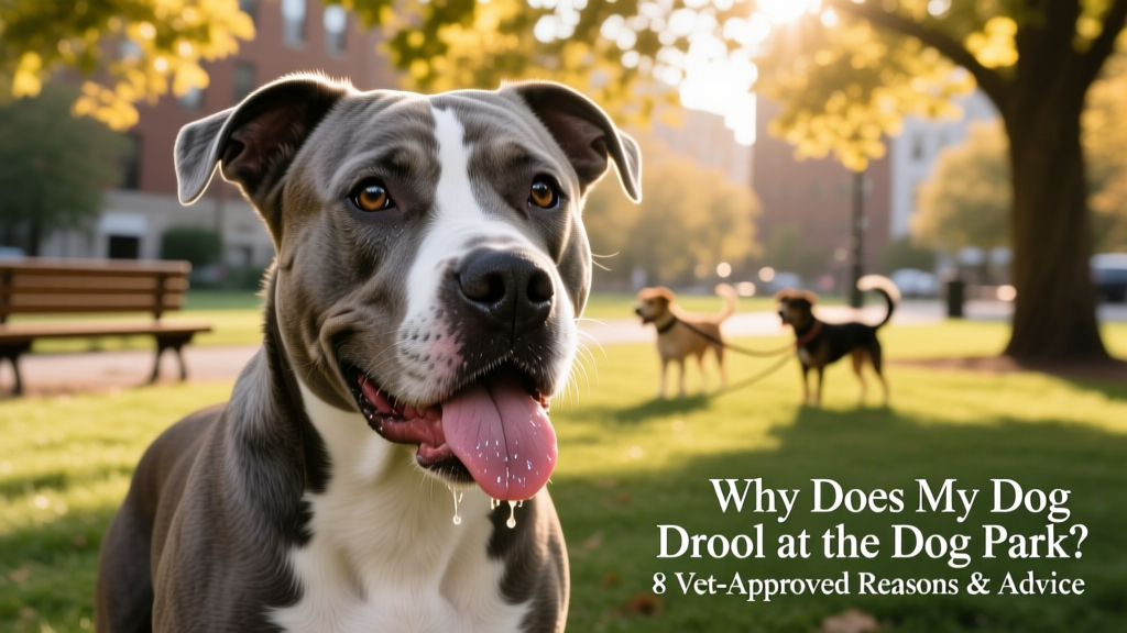 gray and white Pit Bull Terrier mixed breed dog drooling