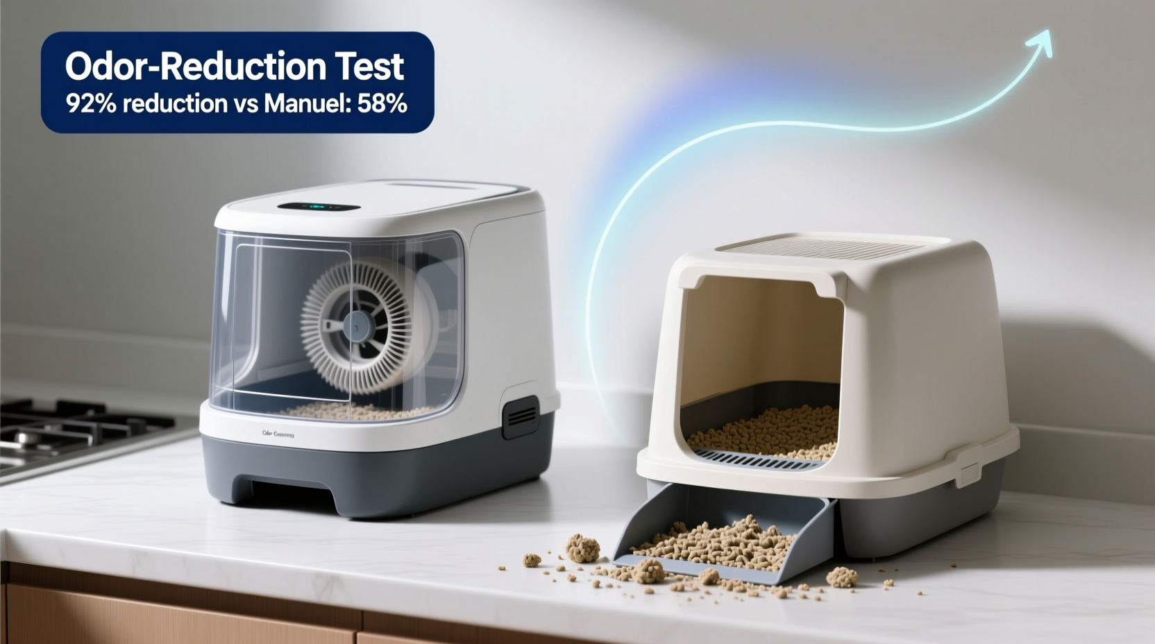 self cleaning litter box vs manual scoop which reduces odor more