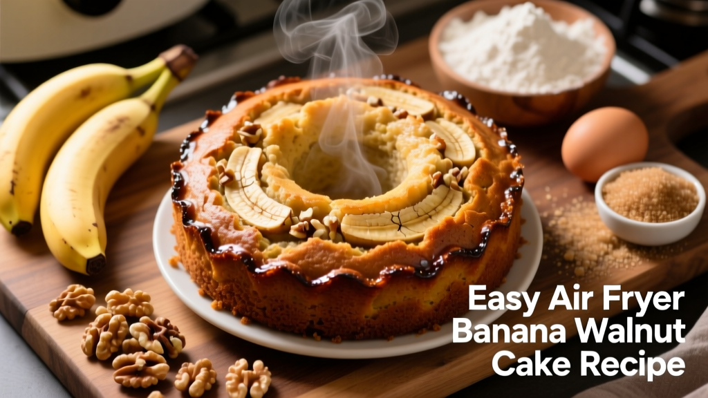 Air Fryer Banana Walnut Cake Recipe (Easy & Crispy)