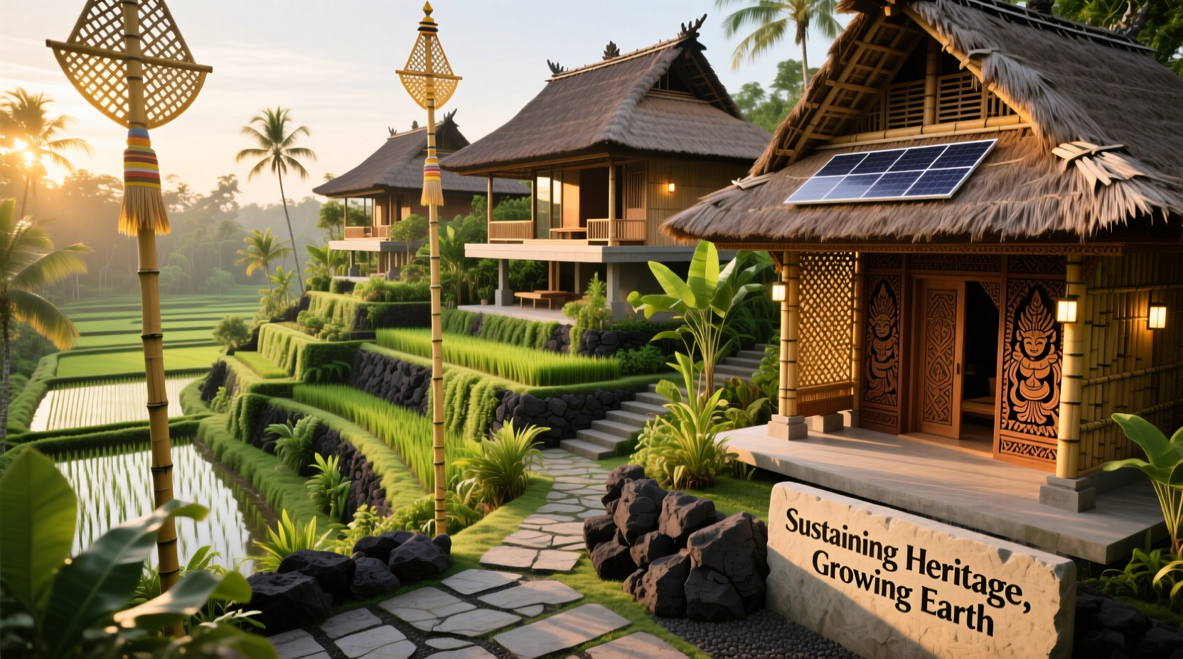 Sustainable architecture of Desa Potato Head with traditional Balinese elements