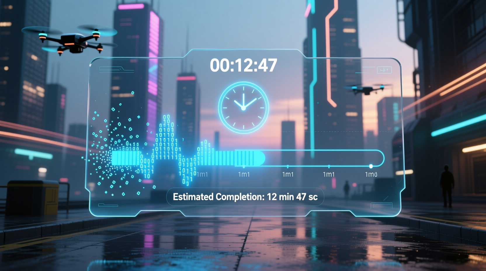 use this site to see how long it ll take to finish a vi