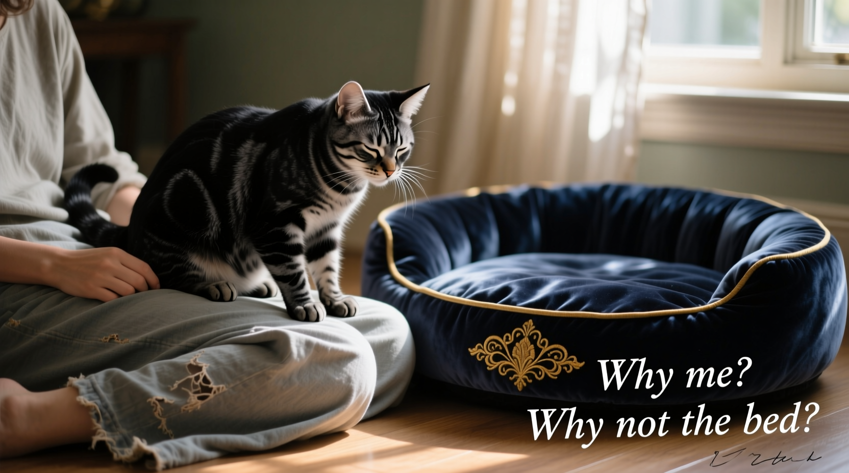 why does my cat knead my lap but ignore the expensive bed