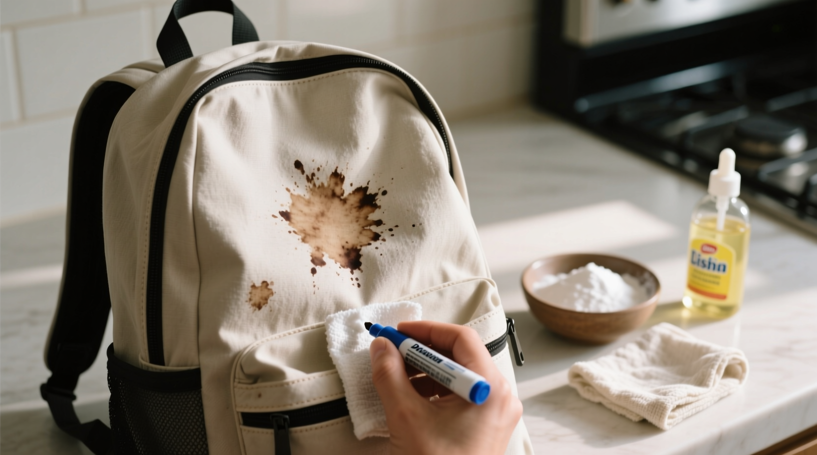 remove permanent marker from cotton backpack