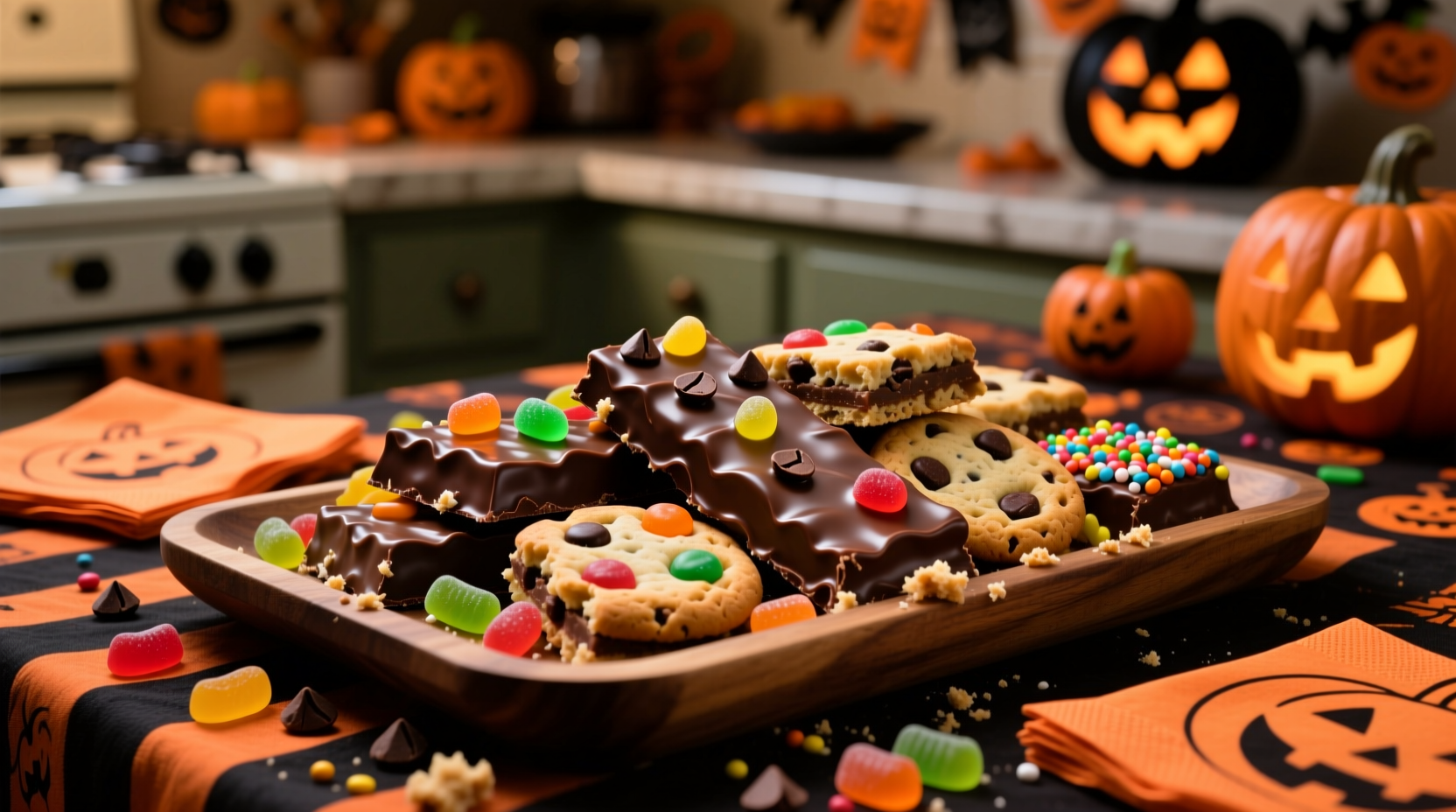 leftover halloween candy cookie bars