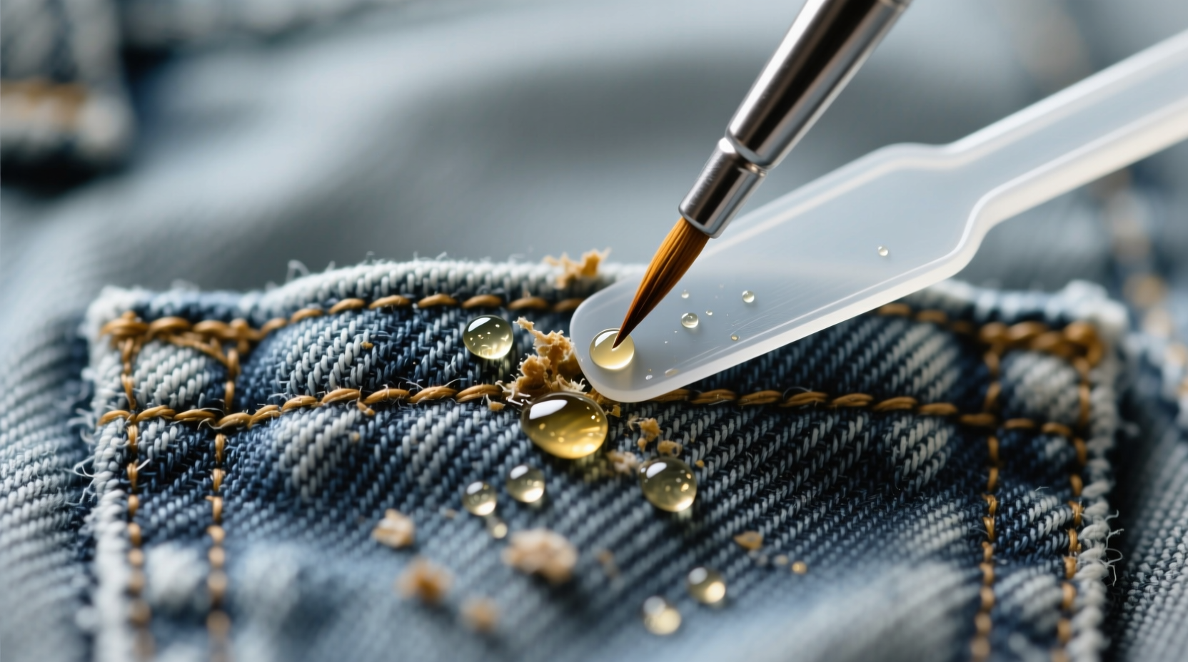 remove adhesive residue from thrifted denim pockets