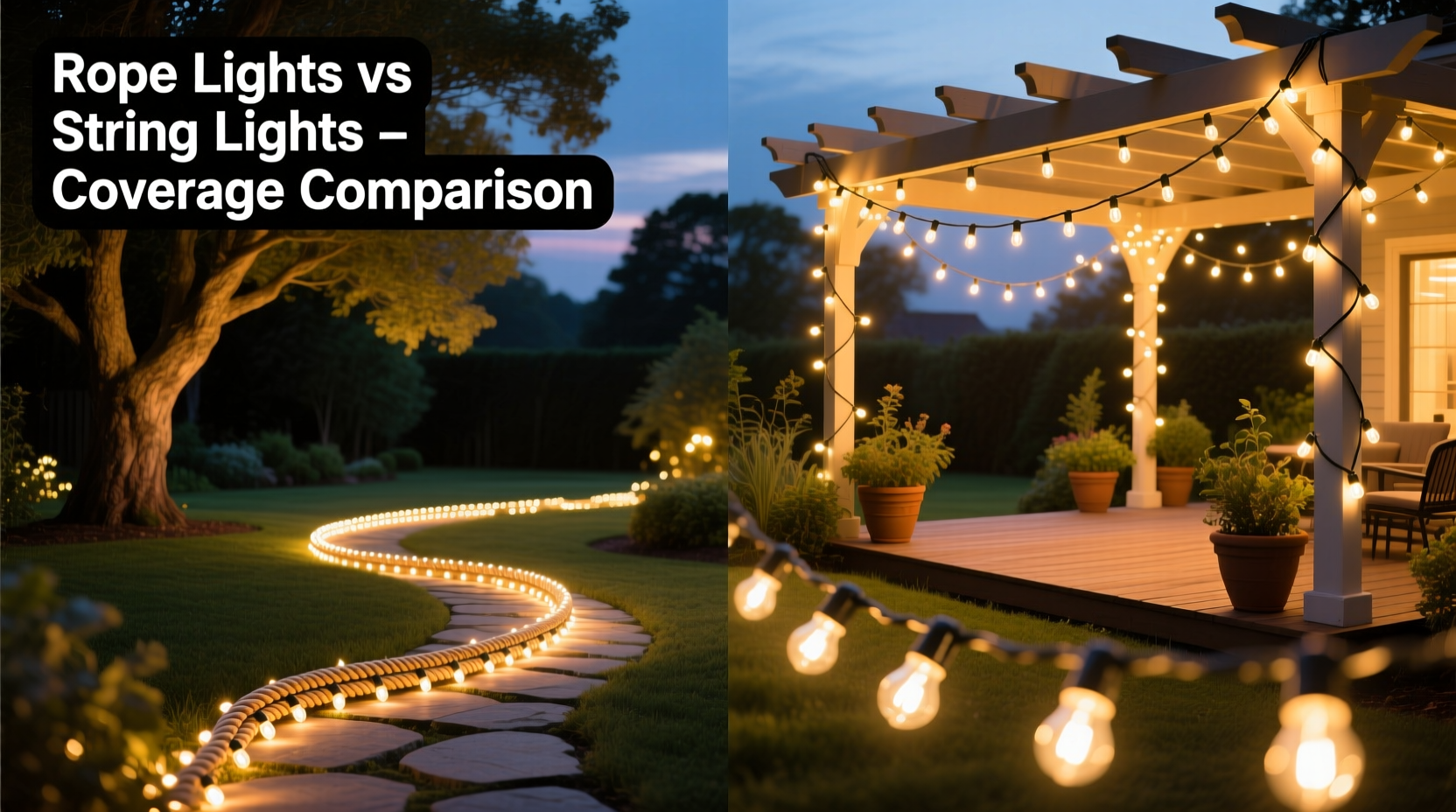 rope lights vs string lights which style gives better coverage for outdoor displays