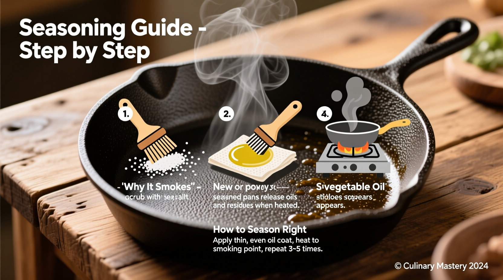 why does my cast iron pan smoke every time i use it and how to season it right