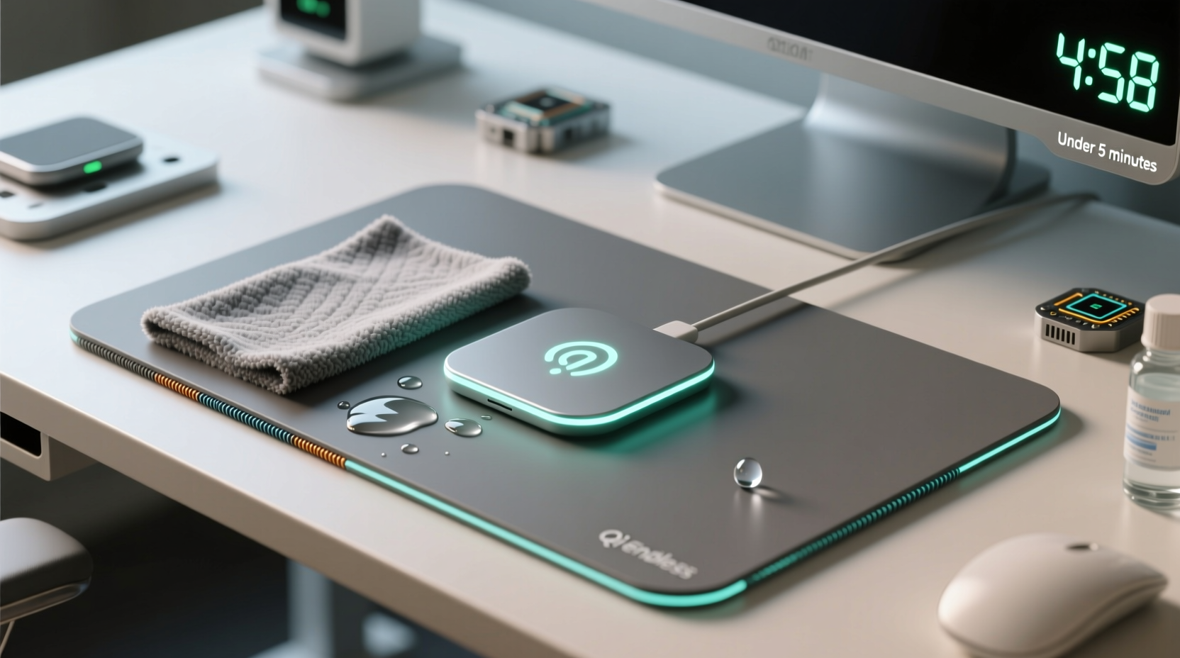 how to clean wireless charging pads on gamer desk mats