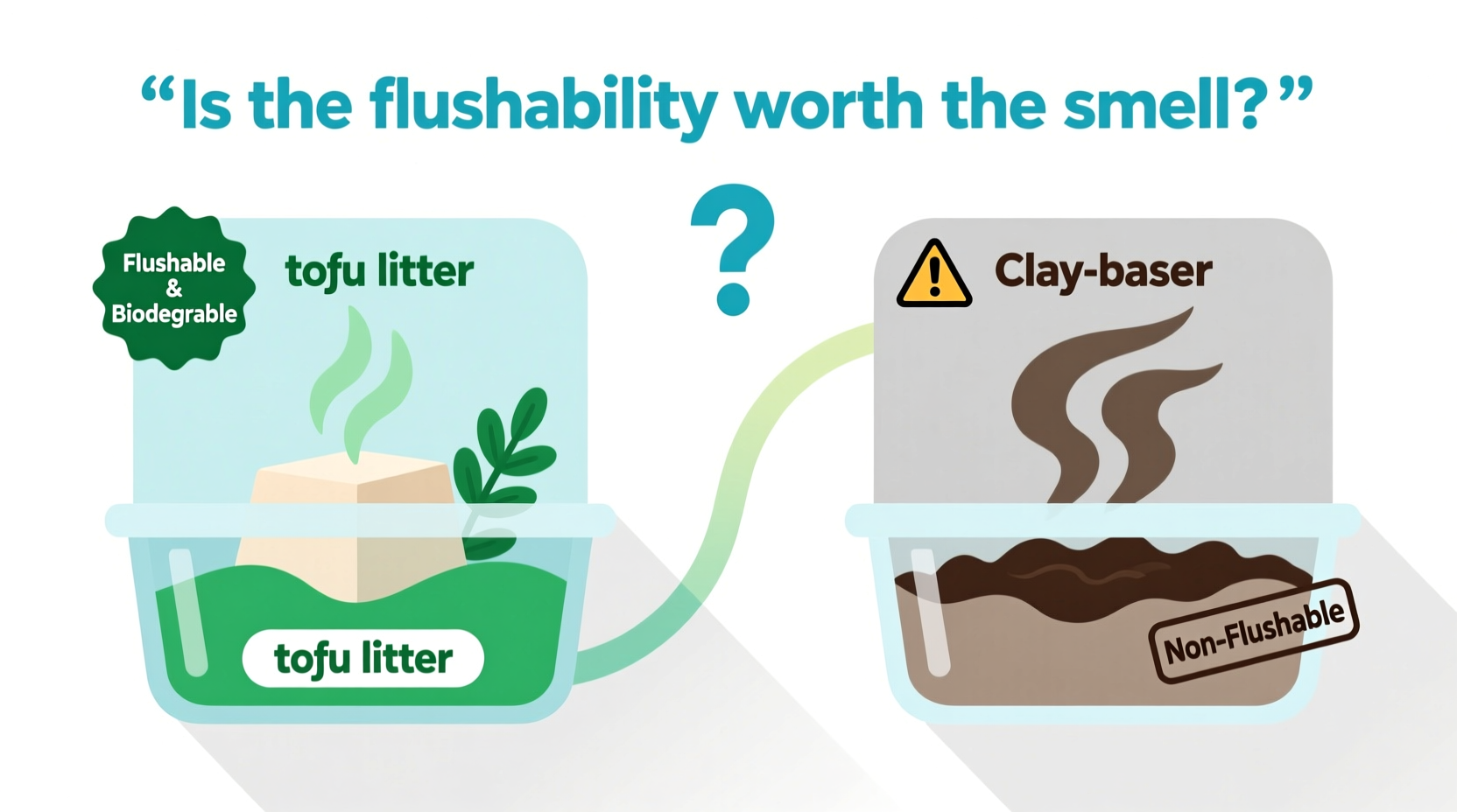 tofu litter vs clay litter is the flushable feature worth the smell trade off