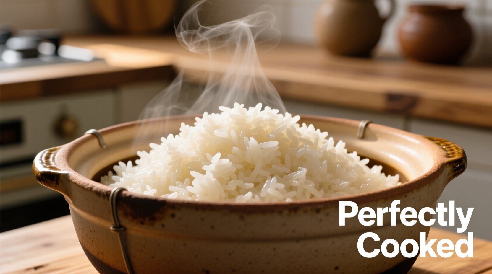 Perfectly cooked white rice in crock pot with fluffy grains