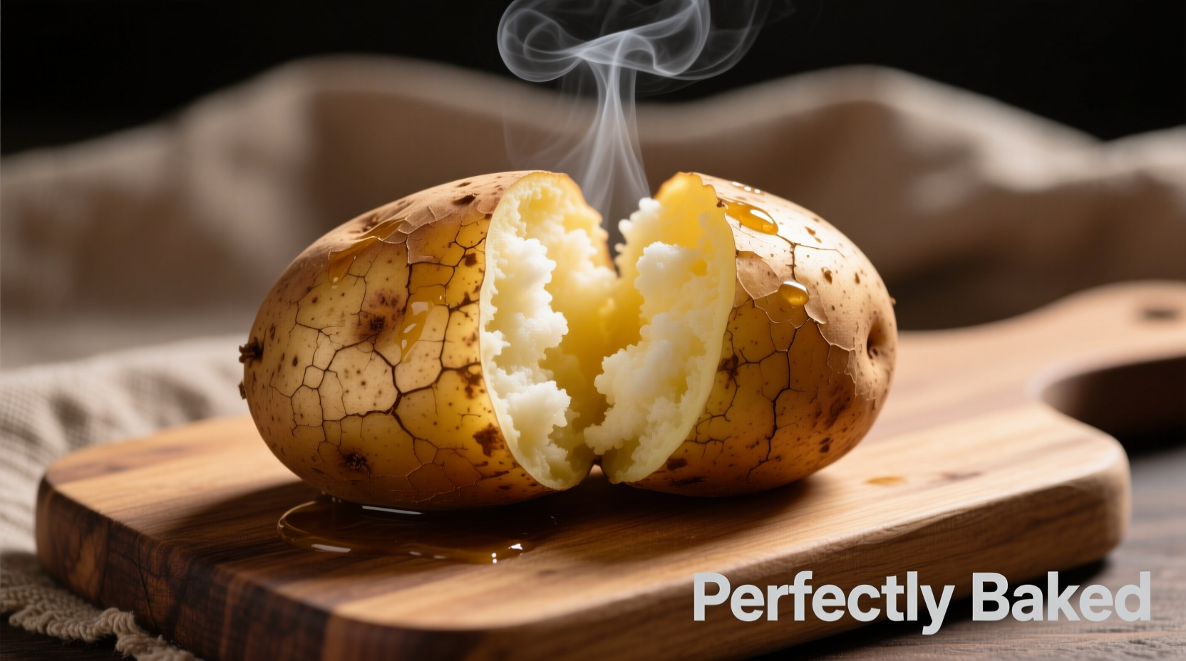 Perfectly baked potato with crisp skin and fluffy interior