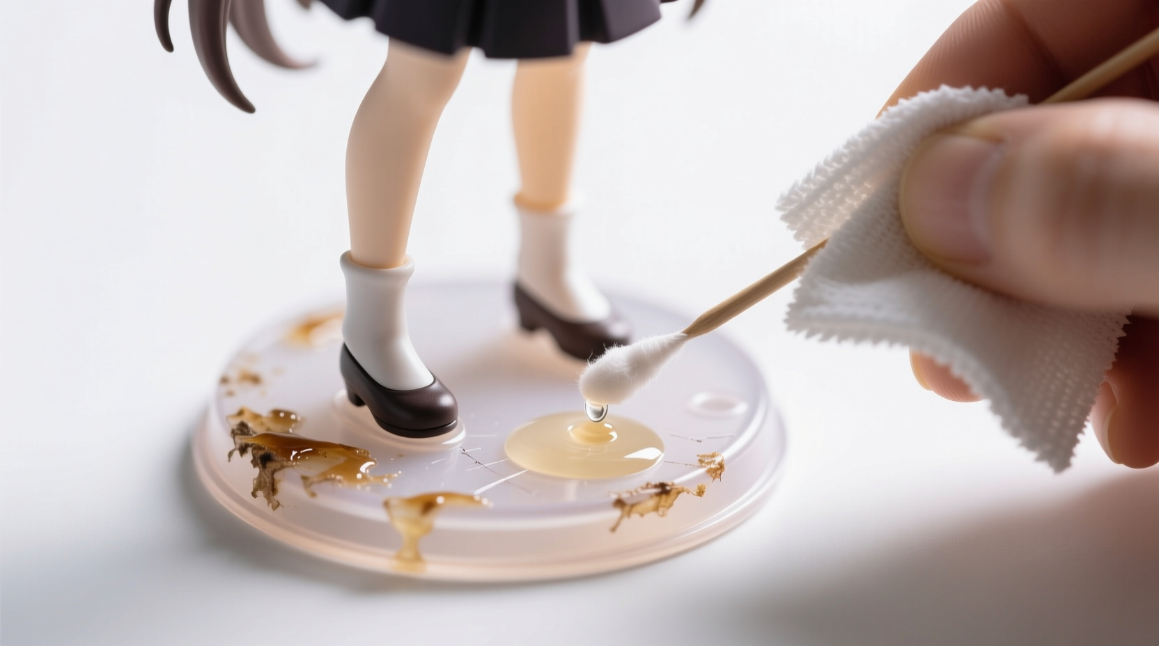how to remove dried glue from anime figure stands