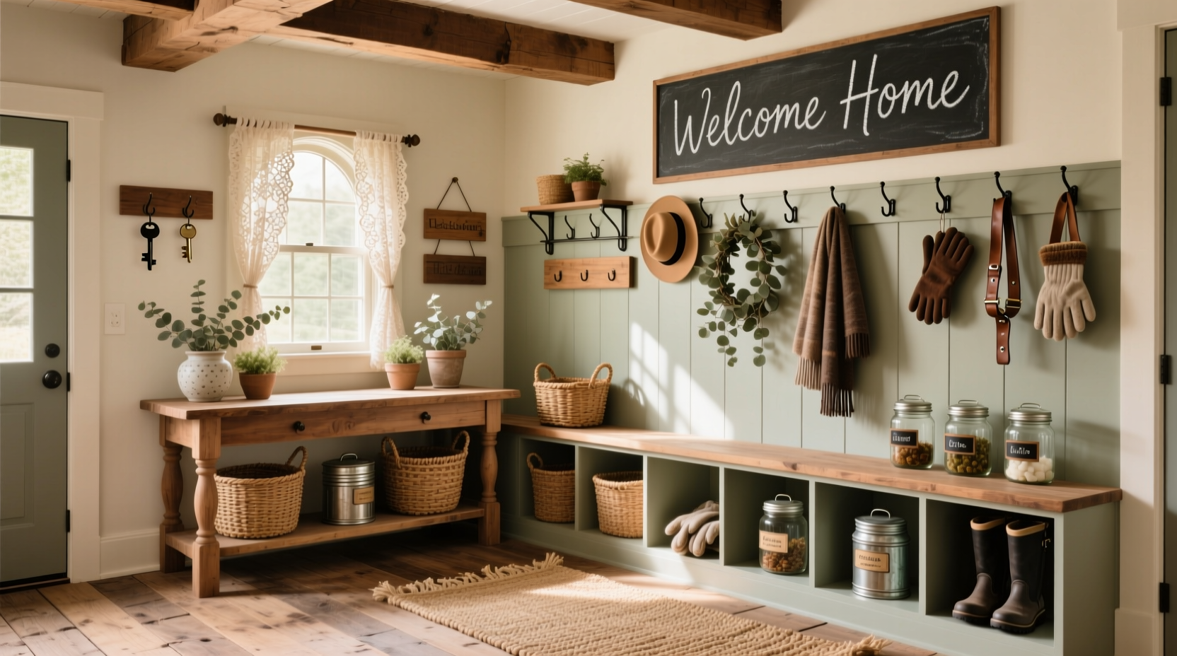farmhouse mudroom organization ideas