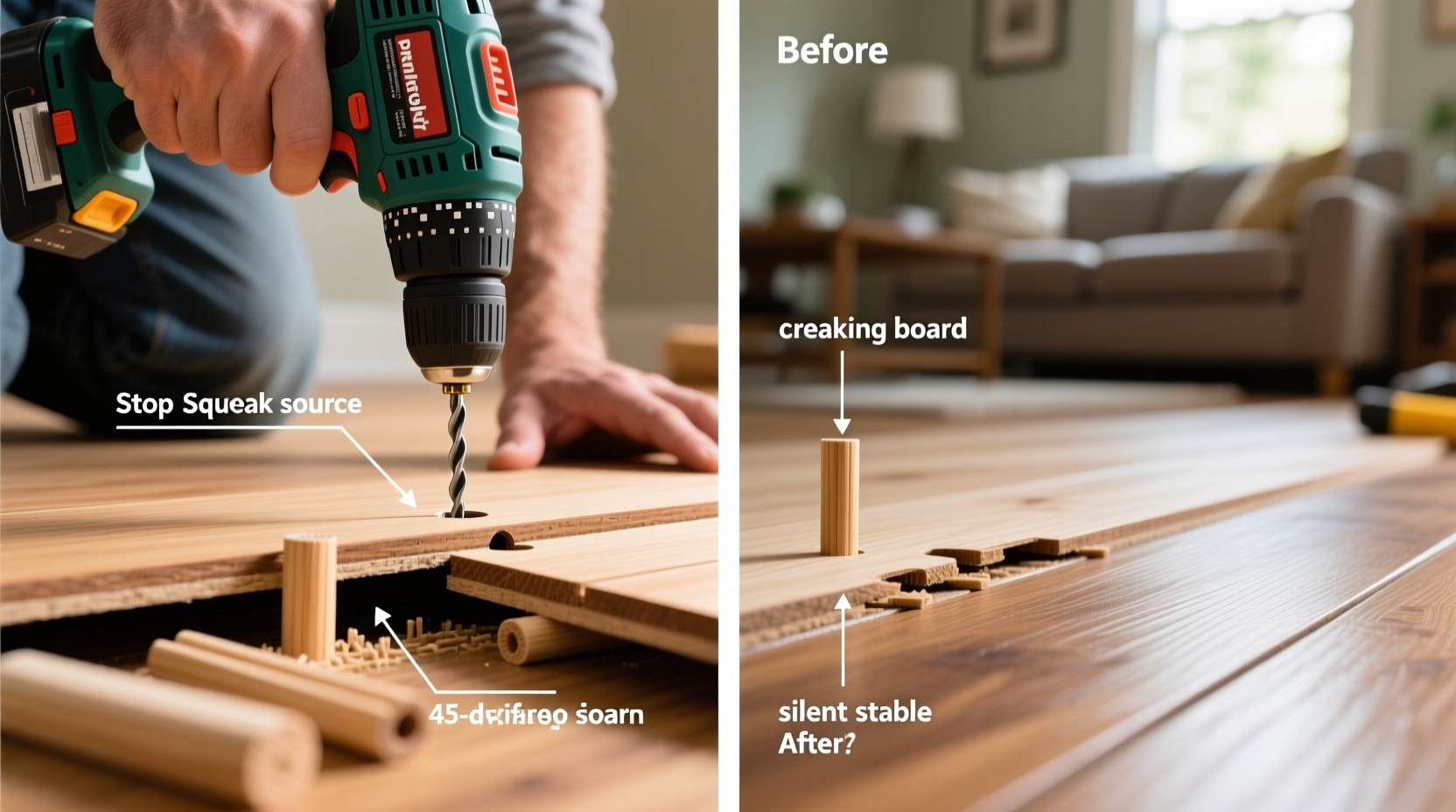 how to stop squeaky floorboards without tearing up your flooring