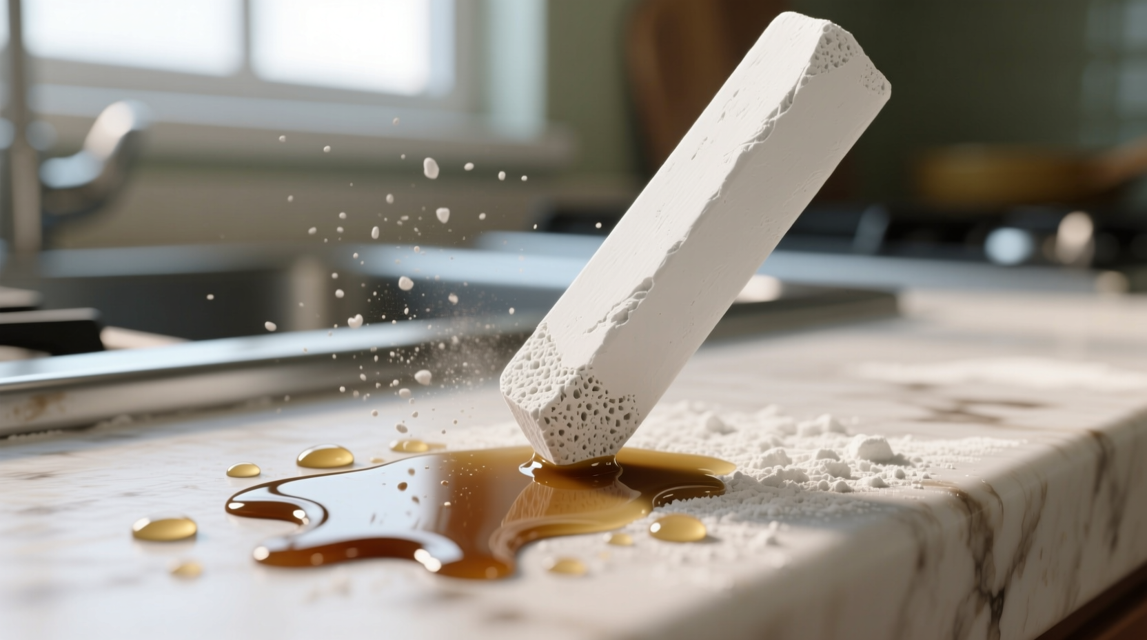 dry up grease stains with plain white chalk