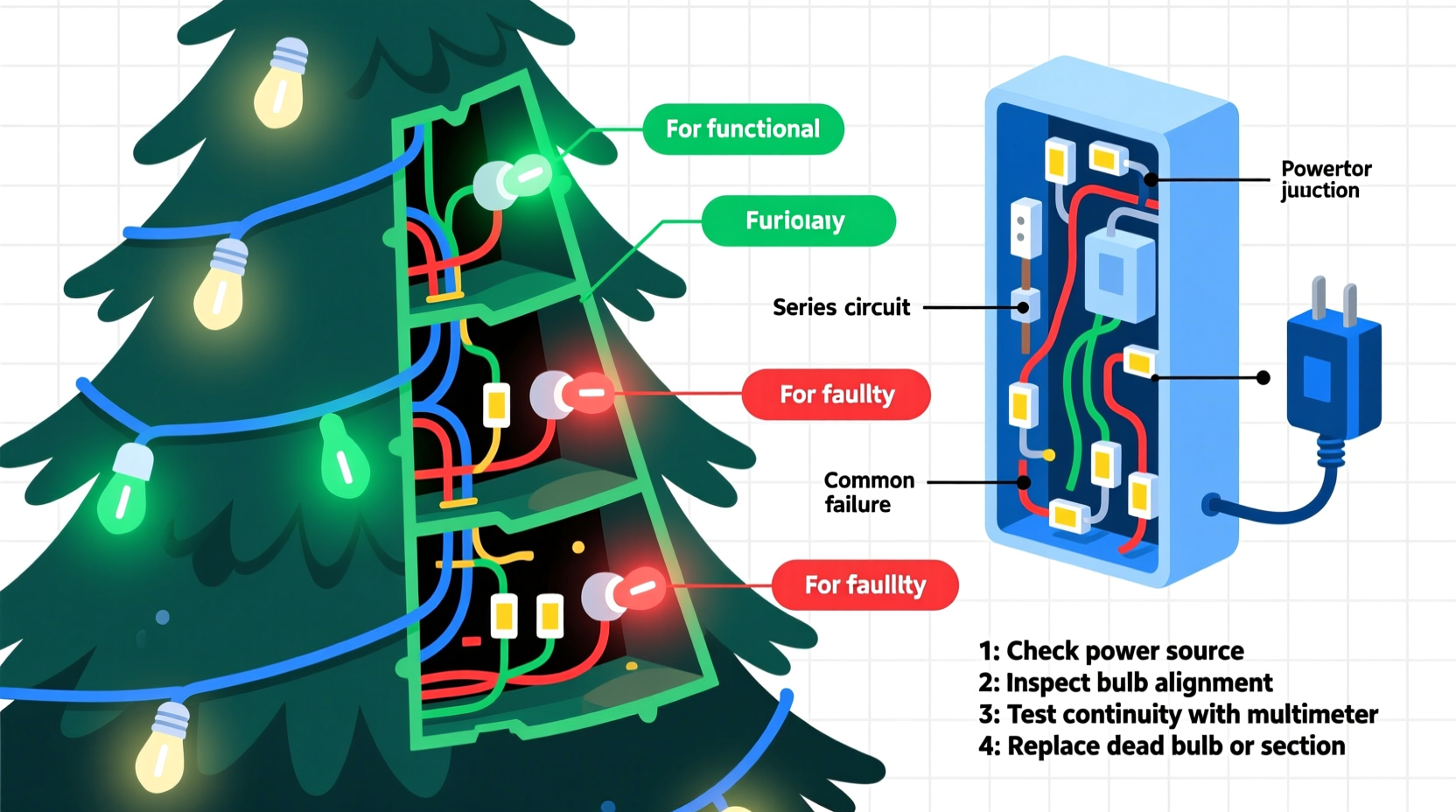 why do prelit trees have unlit sections and how to diagnose wiring