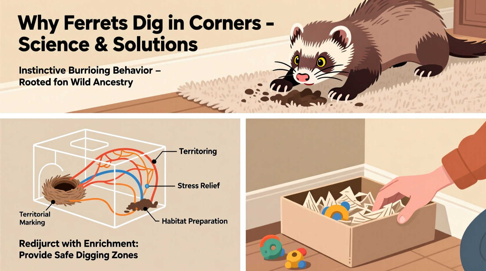 why does my ferret dig in corners what it means and how to respond