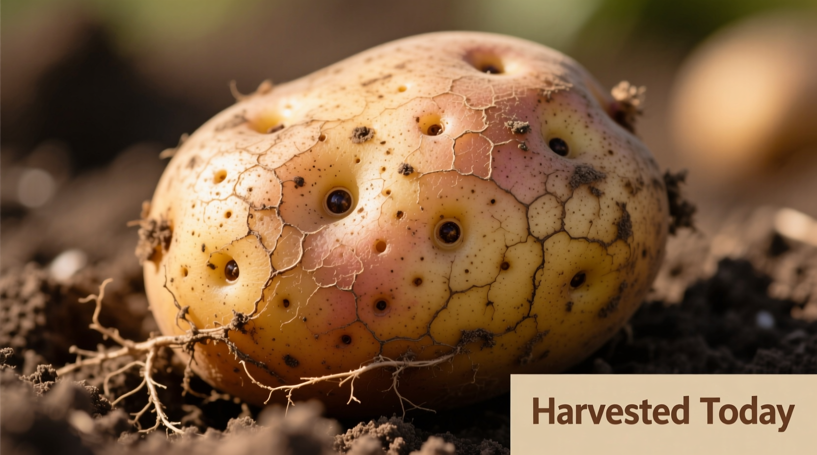 Close-up of potato showing eyes and skin texture