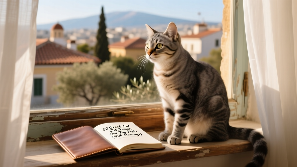A graceful gray cat sitting on a sunlit windowsill, gazing thoughtfully outside
