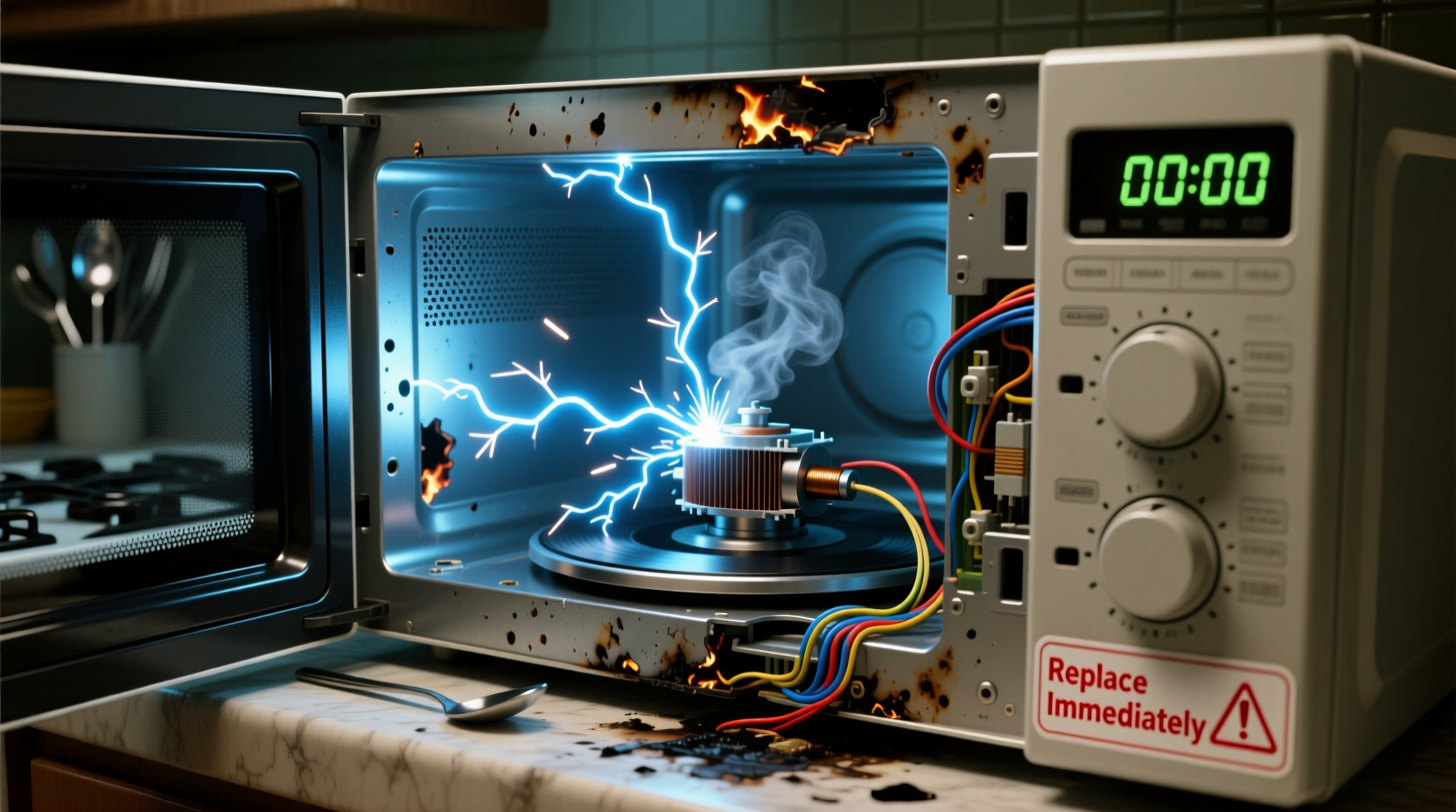 why does my microwave spark and when should you replace it immediately