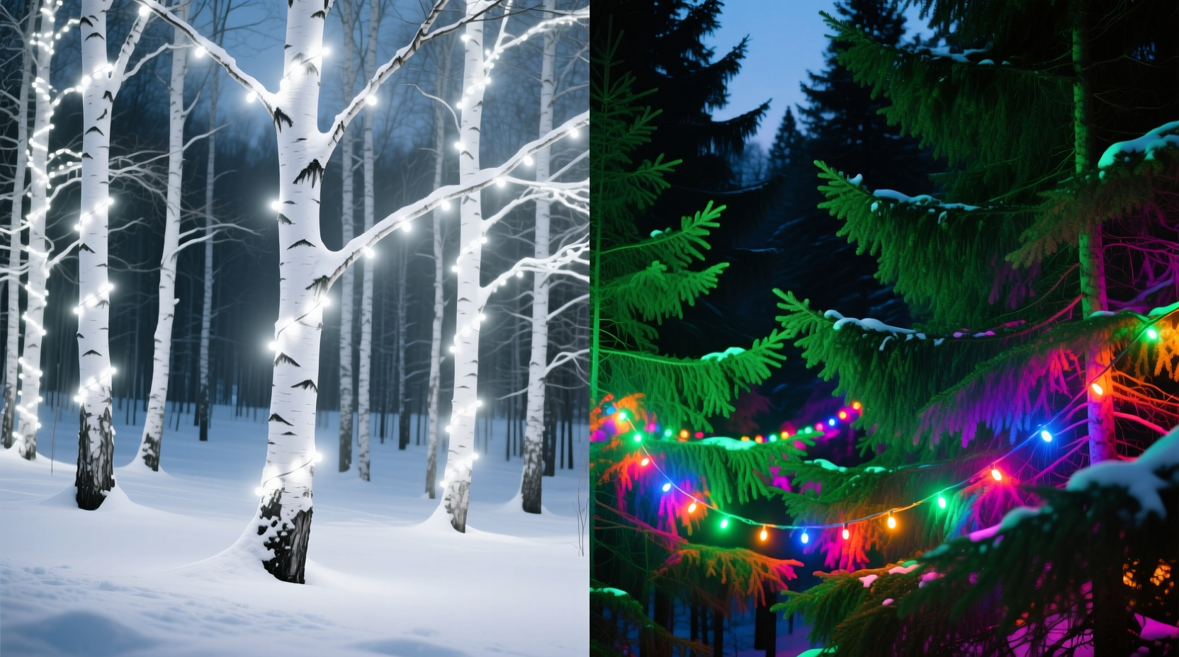 why do clear lights look better on white trees and colored lights on green