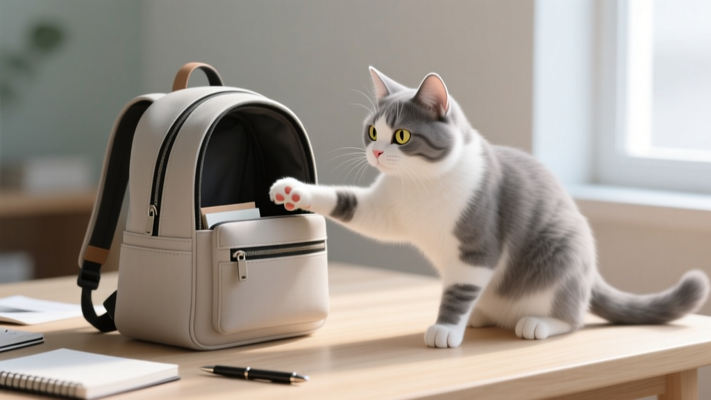 Cat Paw Reaching Into the Backpack: Exploration