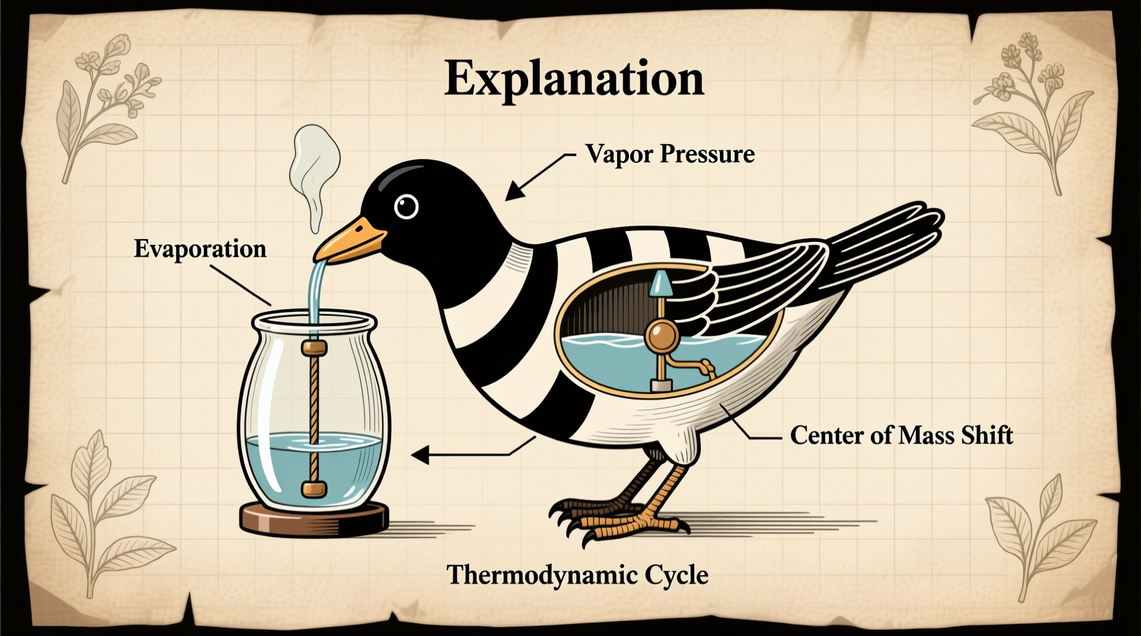 how does the drinking bird work