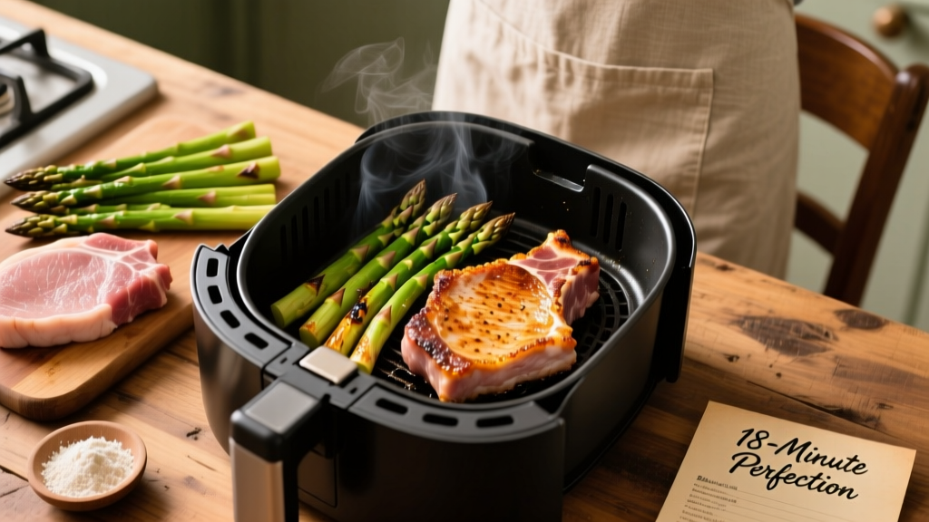 Air Fryer Pork Chops & Asparagus: Crispy, Juicy in 18 Min