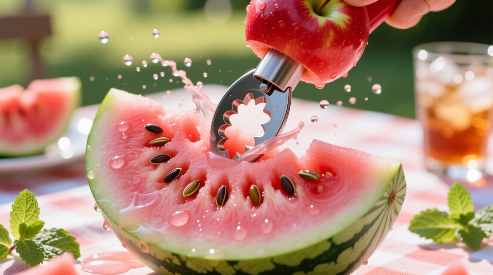 use an apple corer to turn watermelon into easy finger