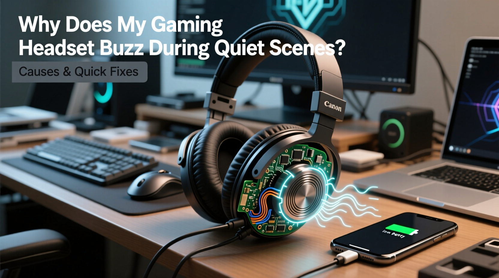 why does my gaming headset buzz during quiet scenes causes and quick fixes