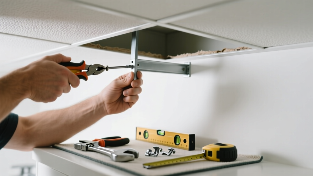Fixing Bent Drop Ceiling Grid in Bathroom
