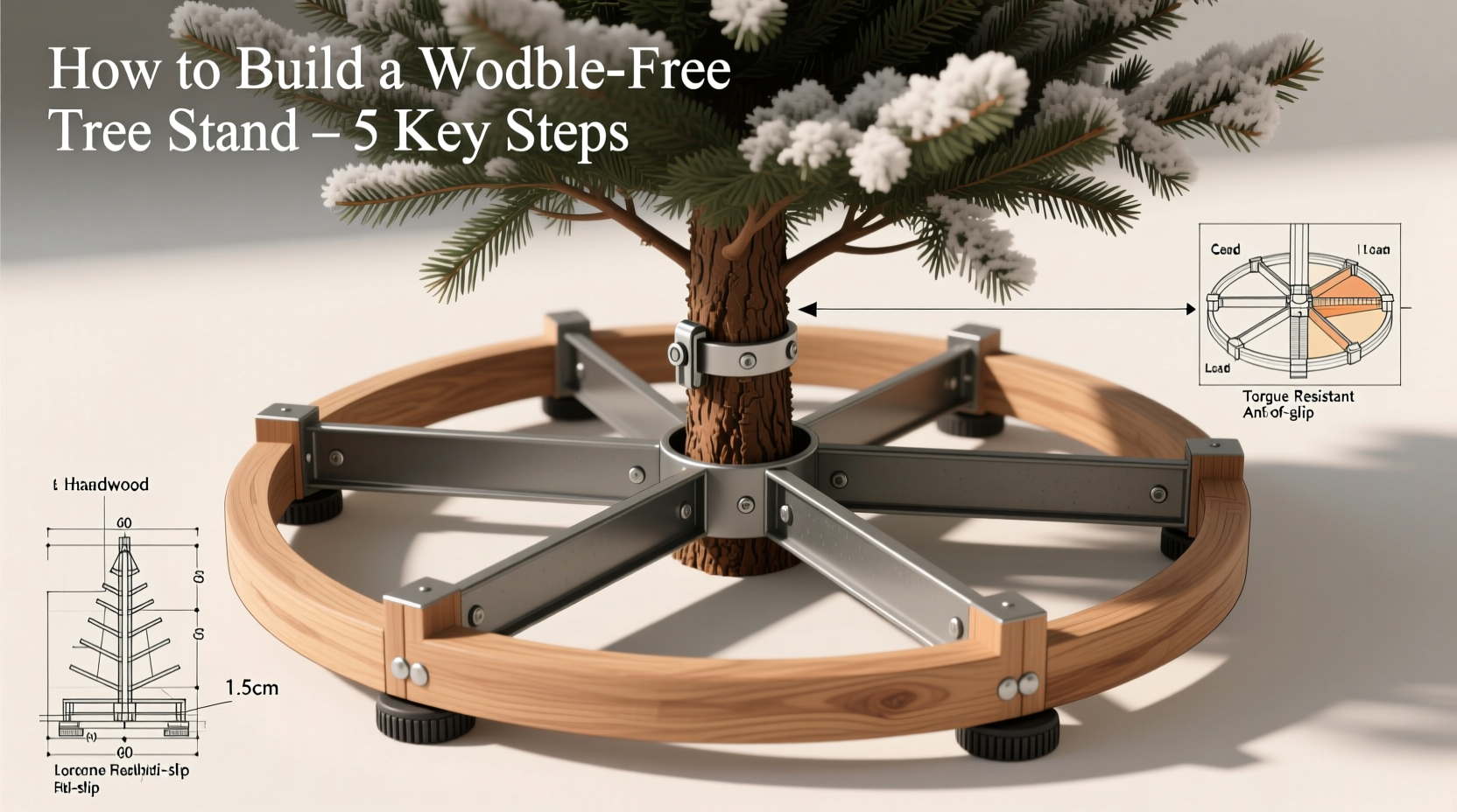 how to build a christmas tree stand for heavy flocked trees without wobbling