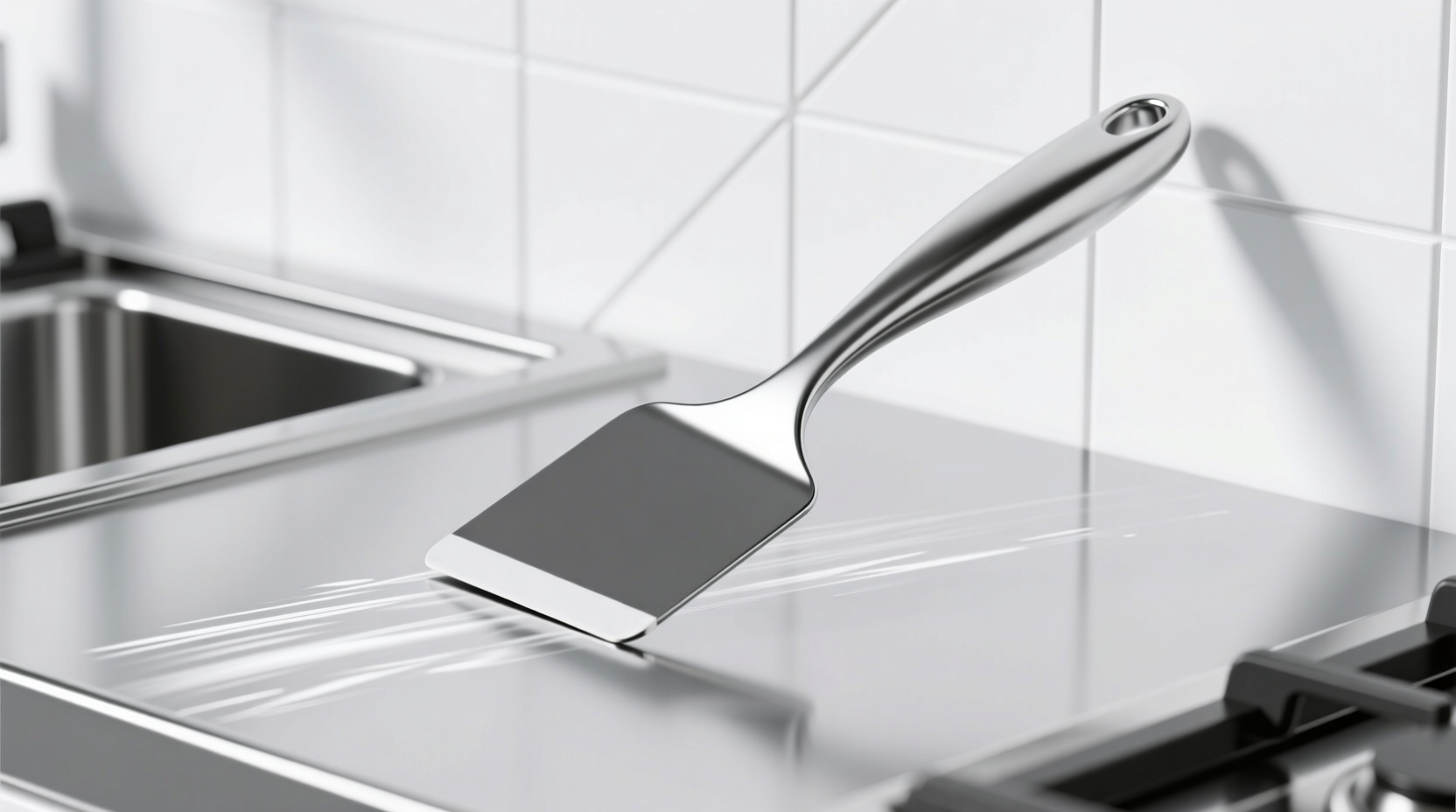 this simple nylon scraper cleans your stainless steel p
