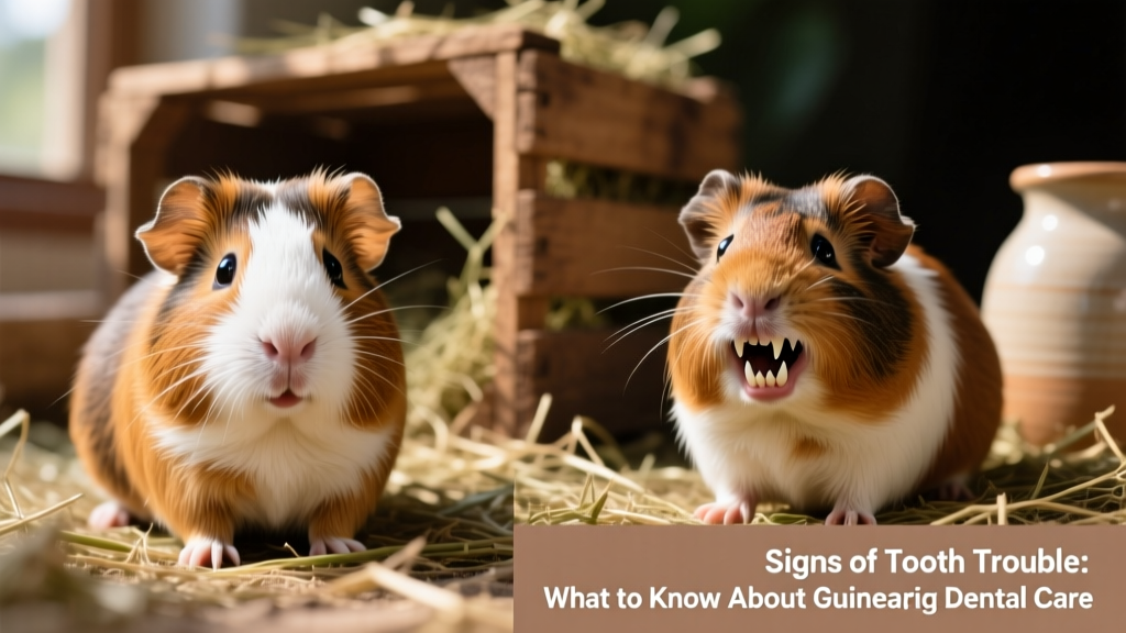 Side-by-side comparison showing healthy guinea pig incisors versus overgrown, misaligned teeth