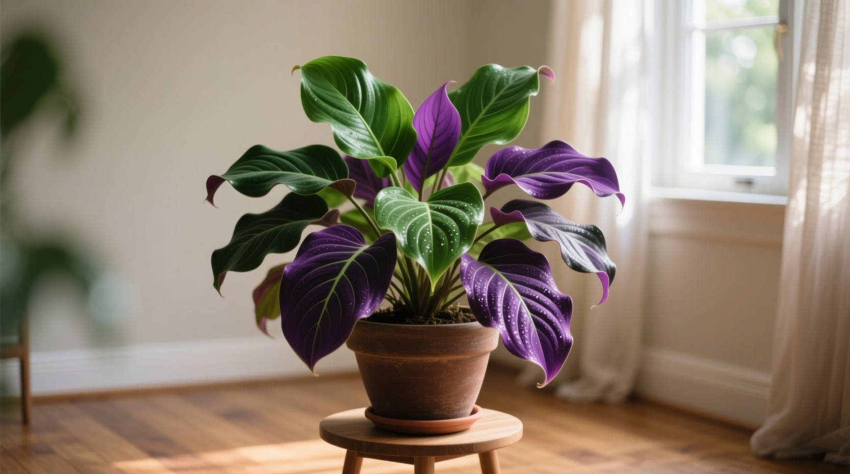 indoor plant green and purple leaves