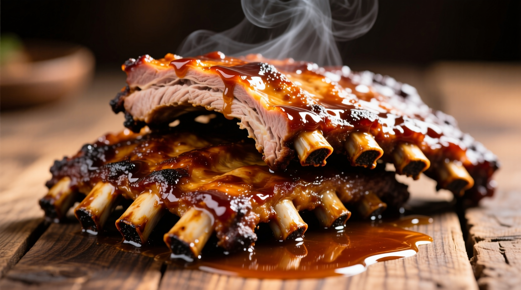 Perfectly cooked pork ribs with barbecue sauce