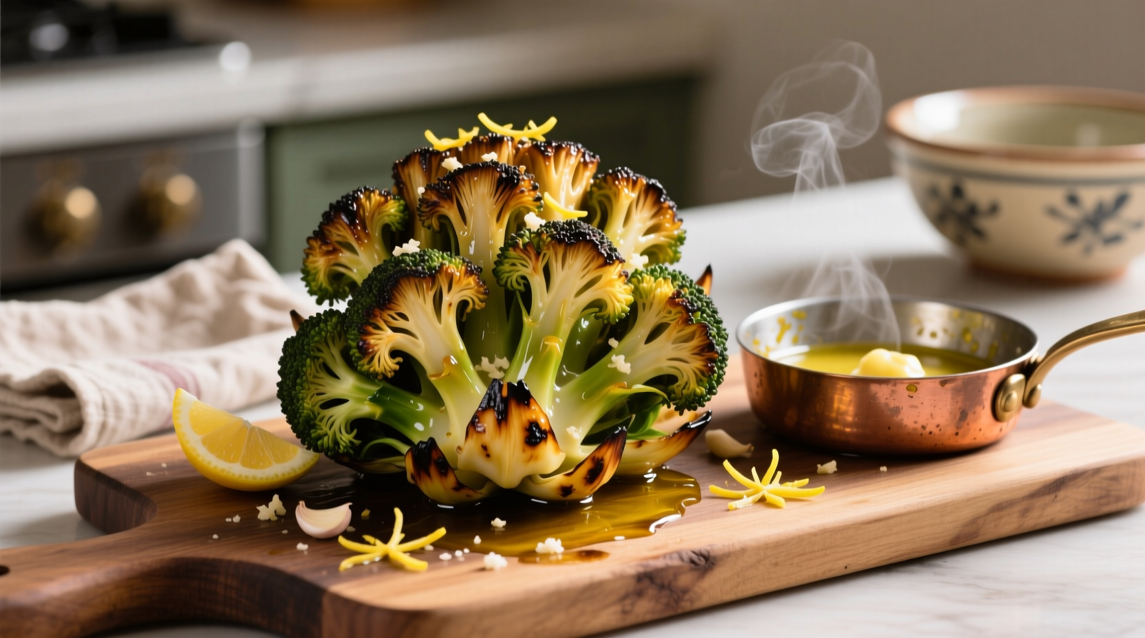 Perfectly roasted broccoli with garlic and lemon