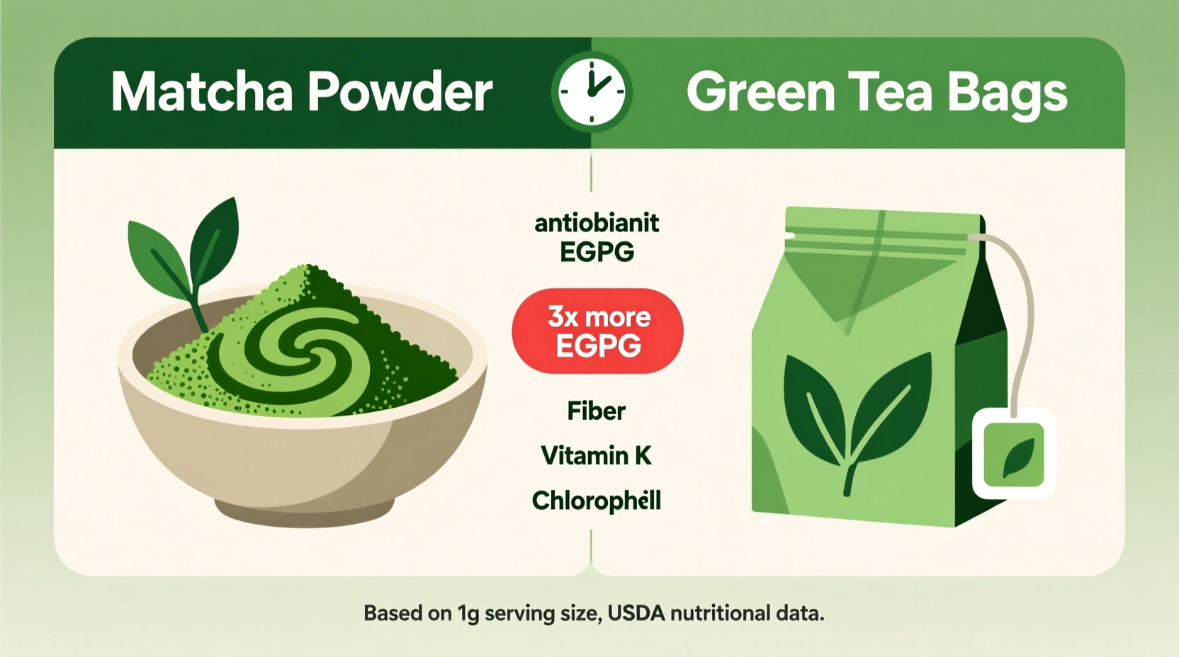 is matcha powder better than green tea bags nutritional comparison