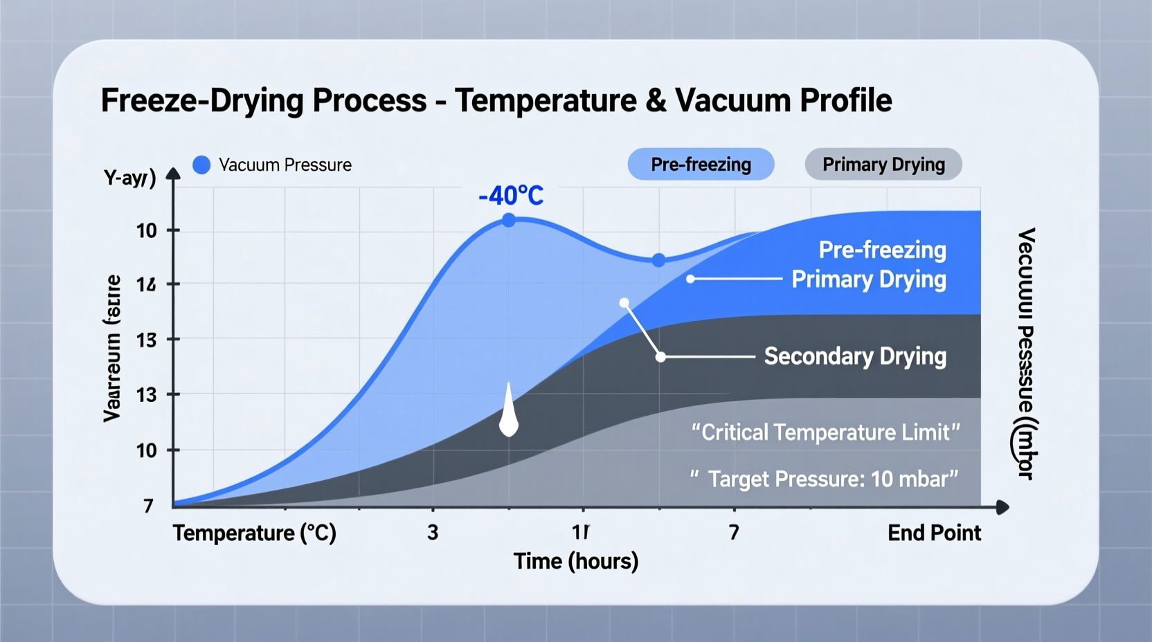 Freeze drying process temperature and vacuum chart