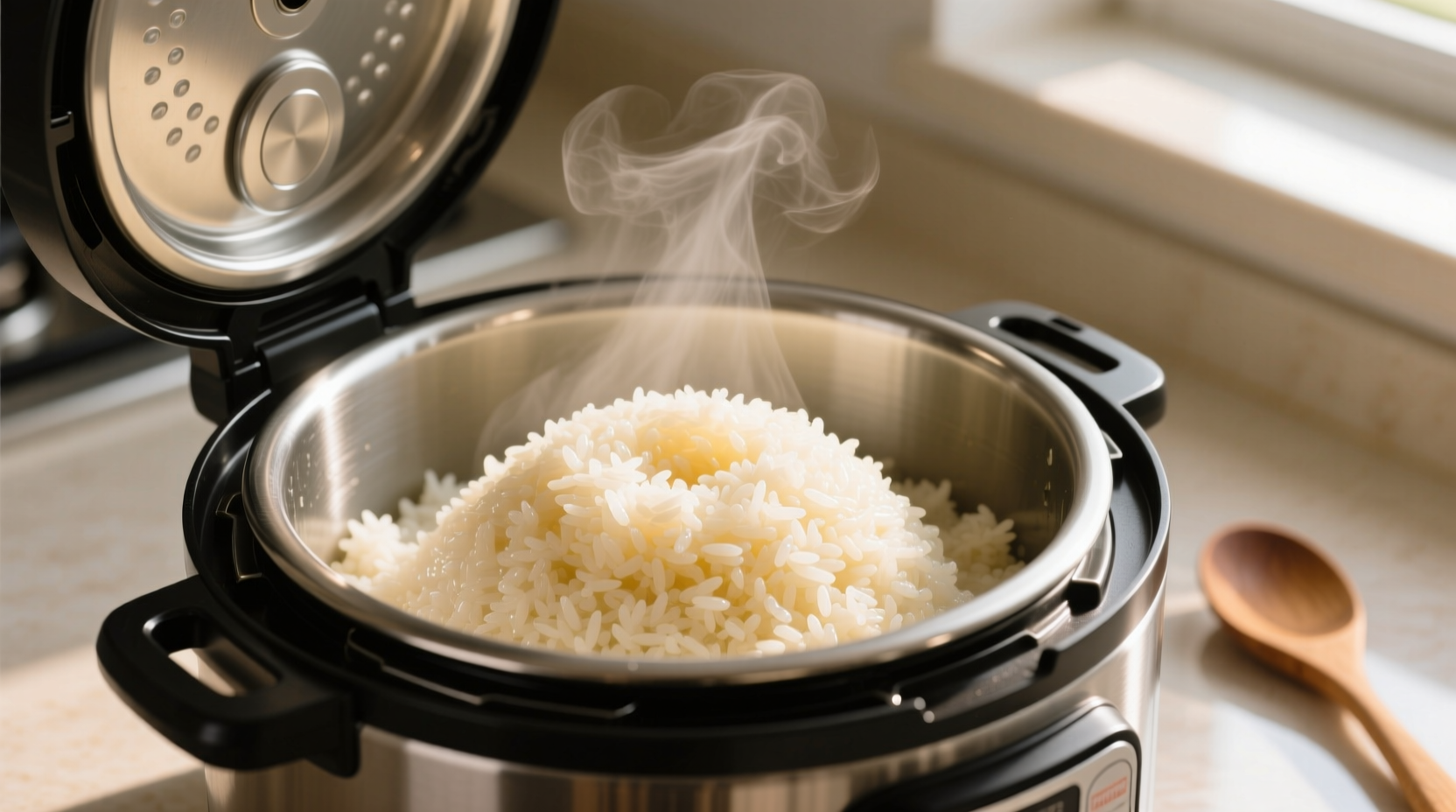 Perfectly cooked rice in pressure cooker