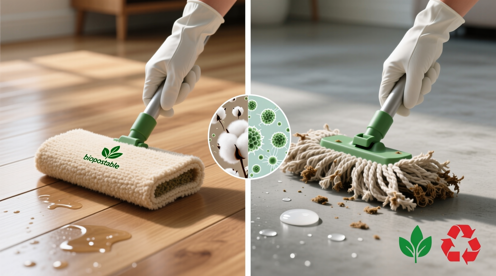 compostable pads vs cotton mops on hardwood