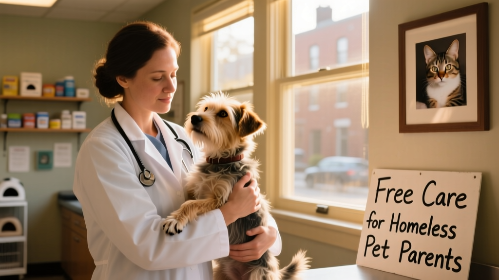 veterinarian holding small dog