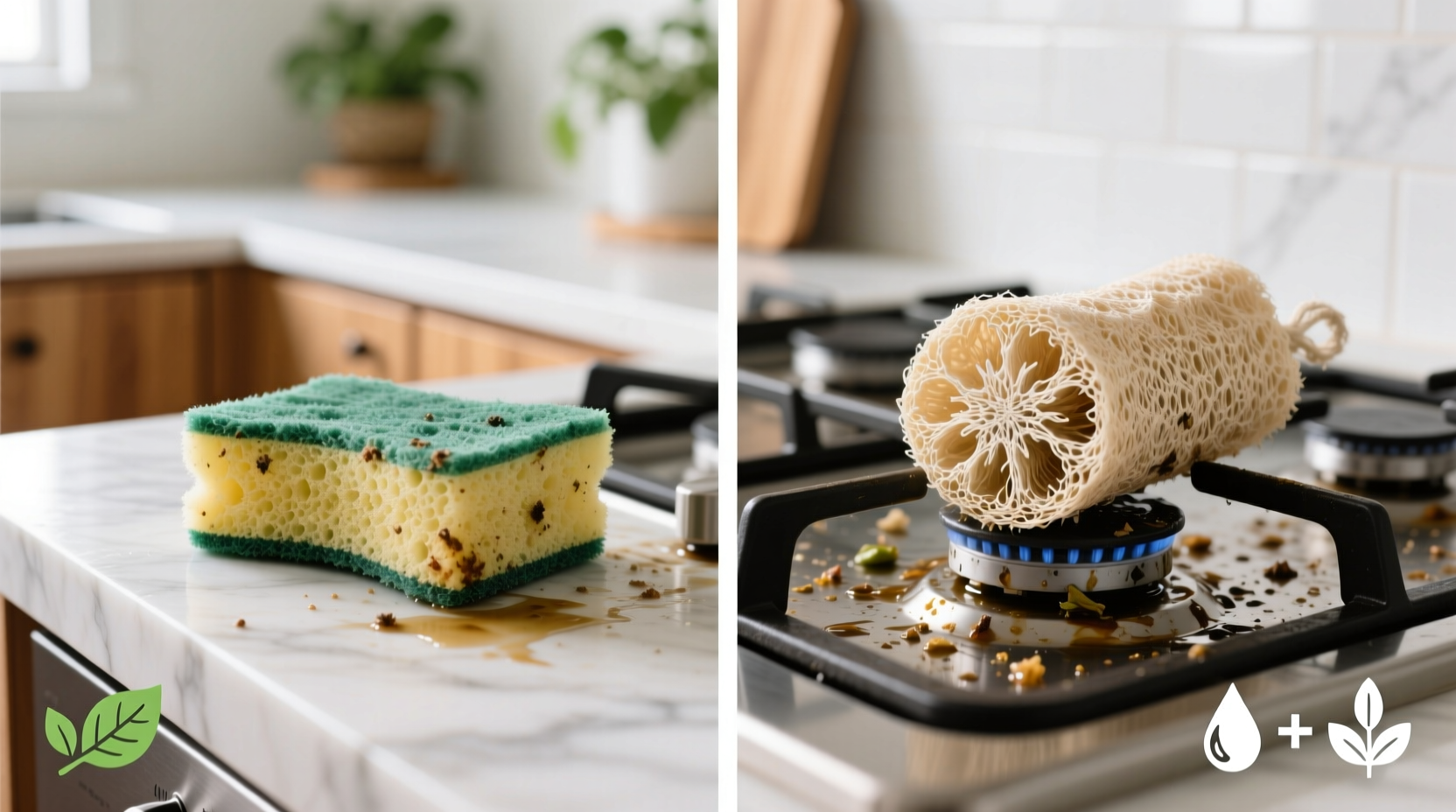 compostable sponge vs loofah which beats tough grime