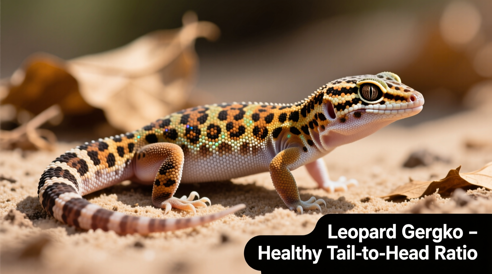 Leopard gecko with healthy tail thickness compared to head width