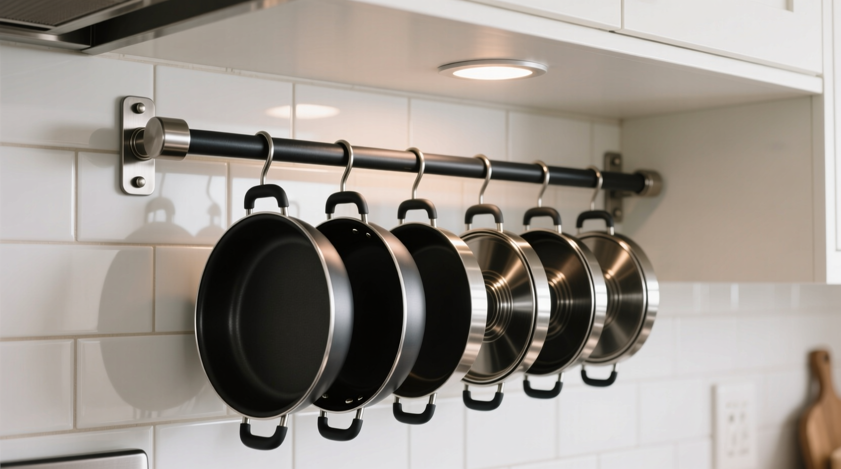 turn a cheap curtain rod into a lid organizer